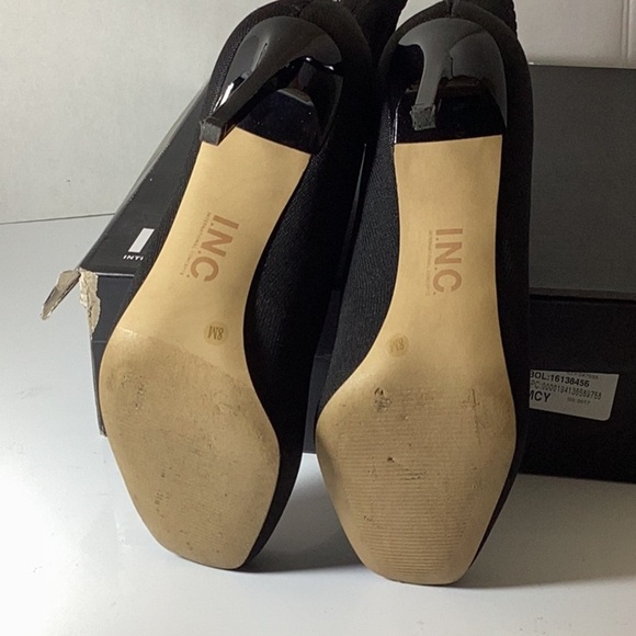 INC Womens Black Knit Sock Styling Padded Vidalia Square Toe Stiletto Dress Boot - Picture 9 of 9